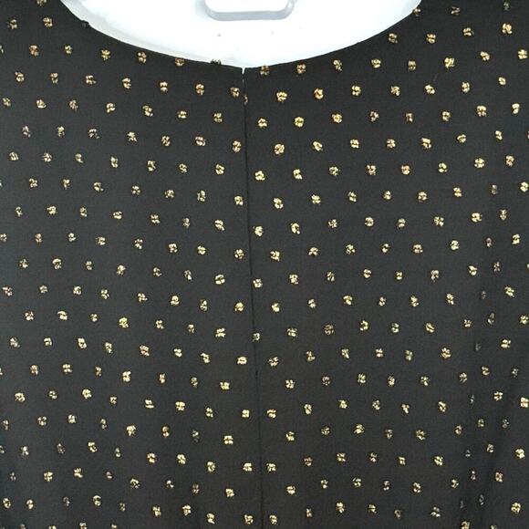New Jay Godfrey Black Gold Metallic Polka Dot Romper Long Bell Sleeve Sz 6 - Picture 12 of 13
